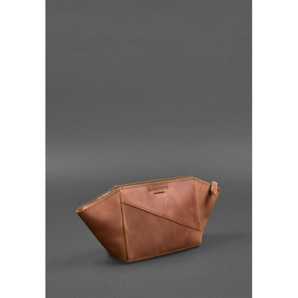 Women's leather cosmetic bag light brown Crazy Horse