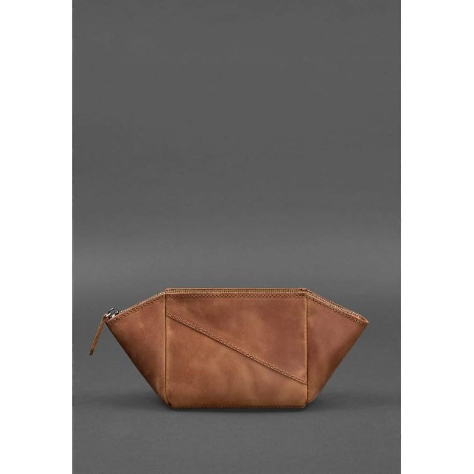 Women's leather cosmetic bag light brown Crazy Horse