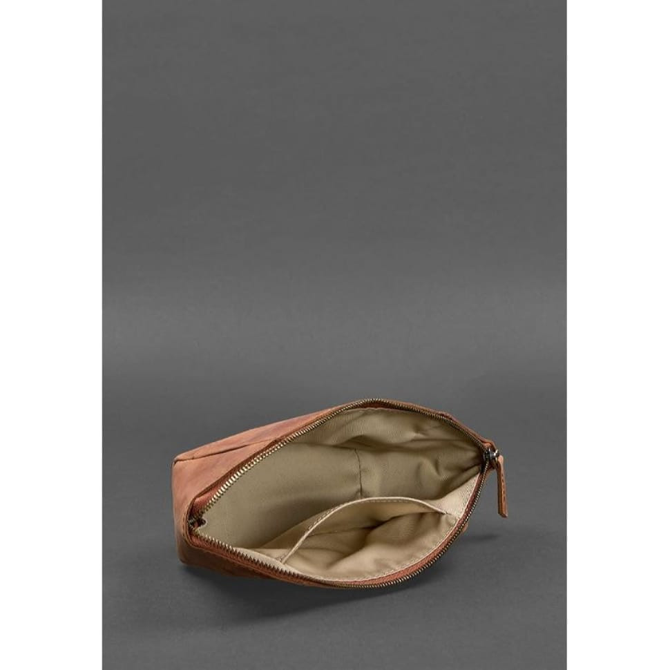 Women's leather cosmetic bag light brown Crazy Horse