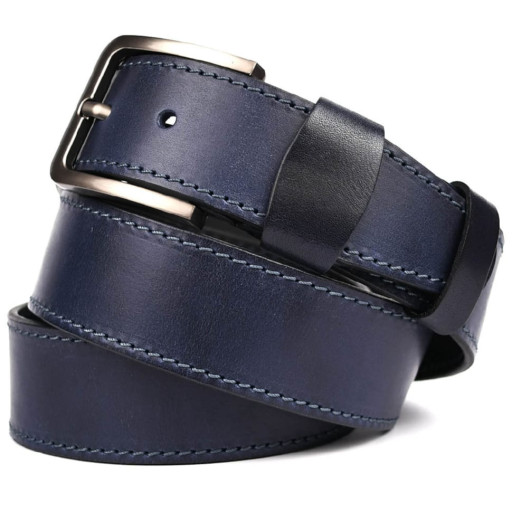 Ремінь шкіряний синій з рядком 40мм чоловічий Limary sk400322