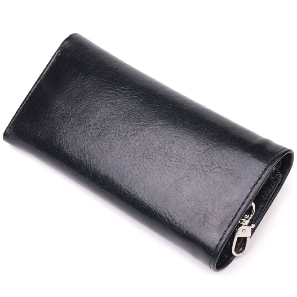 Надійний гаманець-ключниця із натуральної гладкої шкіри ST Leather 19415 Чорний