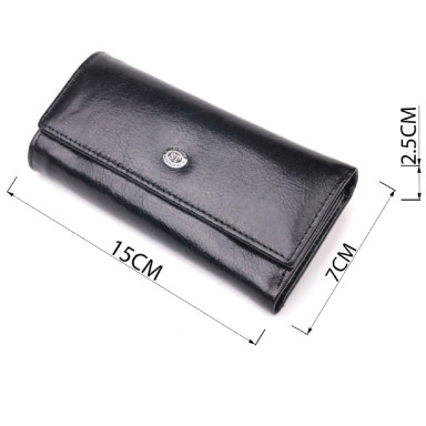 Надежный кошелек-ключница из натуральной гладкой кожи ST Leather 19415 Черный
