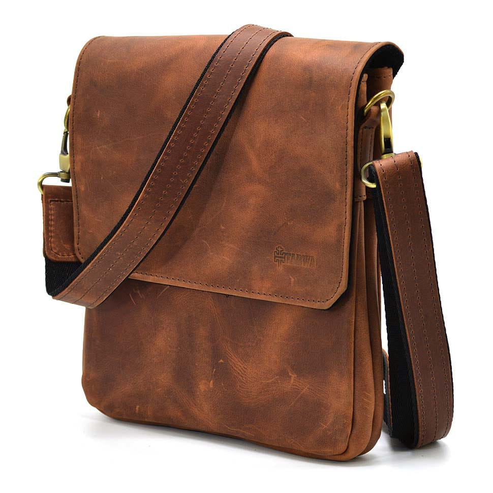 Mens shoulder bag RB-0022-4lx TARWA with 2 compartments horse leather