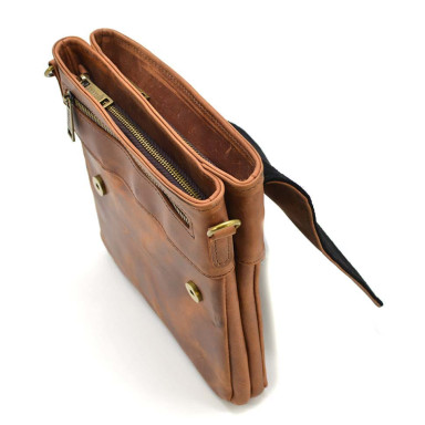 Mens shoulder bag RB-0022-4lx TARWA with 2 compartments horse leather