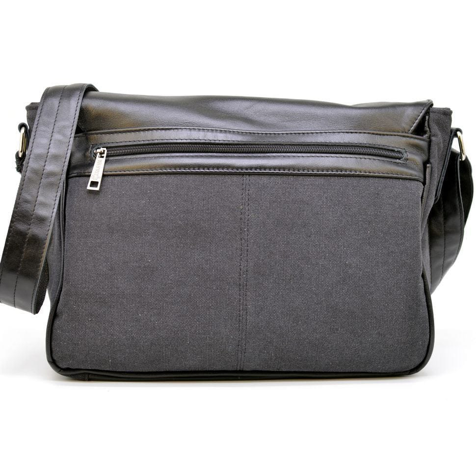 Чоловіча сумка через плече мікс шкіри і холщевой тканини канвас TARWA GG-1047-3md