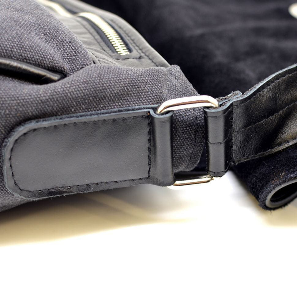 Чоловіча сумка через плече мікс шкіри і холщевой тканини канвас TARWA GG-1047-3md