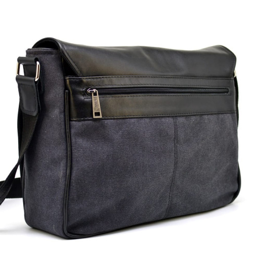 Чоловіча сумка через плече мікс шкіри і холщевой тканини канвас TARWA GG-1047-3md