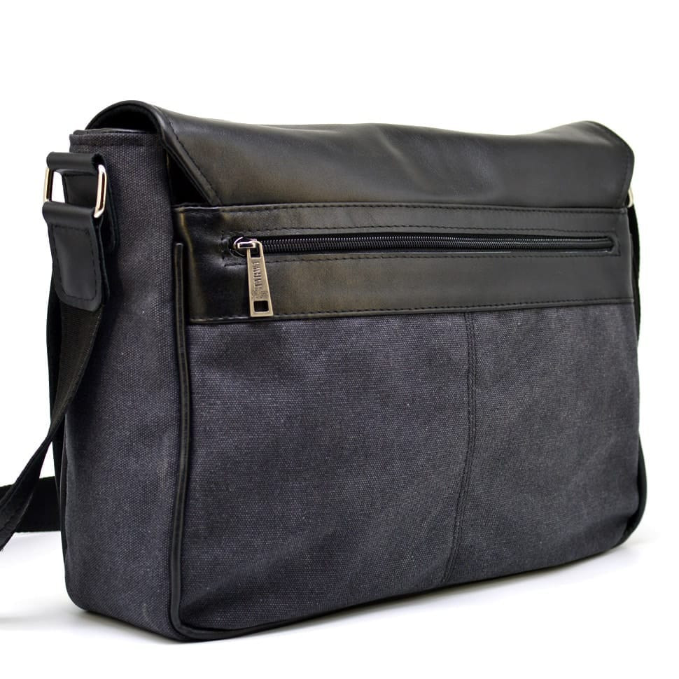 Чоловіча сумка через плече мікс шкіри і холщевой тканини канвас TARWA GG-1047-3md