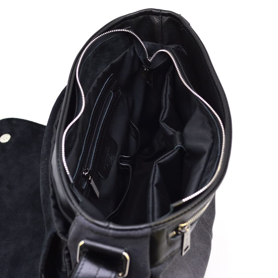 Чоловіча сумка через плече мікс шкіри і холщевой тканини канвас TARWA GG-1047-3md