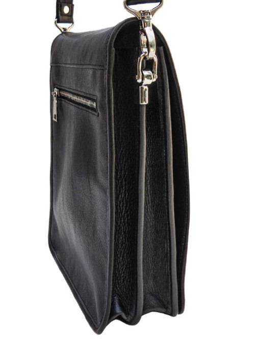 Чорна шкіряна сумка через плече зі шкіряним підкладом Newery N4227GA