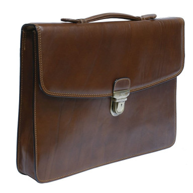 Портфель кожаный Italico 8091 cognac коньячный