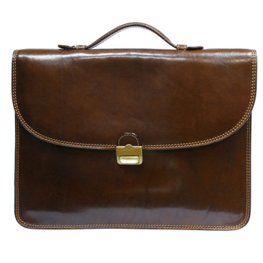 Портфель кожаный Italico 8091 cognac коньячный