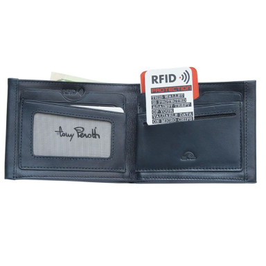 Leather wallet Newcontatto 3538 navy blue