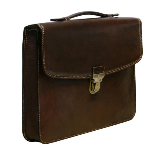 Шкіряний портфель Italico 8091L moro коричневий