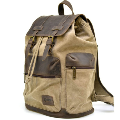 Roomy backpack made of canvas and leather RSc-0010-4lx from the TARWA brand