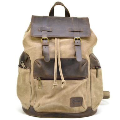 Roomy backpack made of canvas and leather RSc-0010-4lx from the TARWA brand
