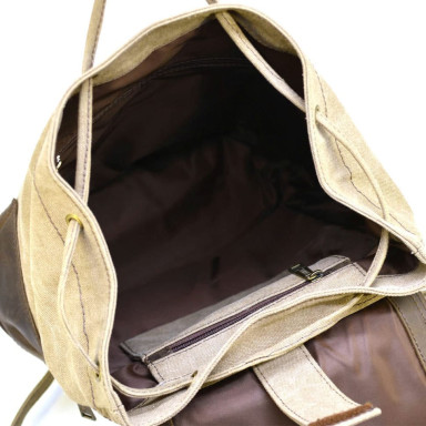 Roomy backpack made of canvas and leather RSc-0010-4lx from the TARWA brand