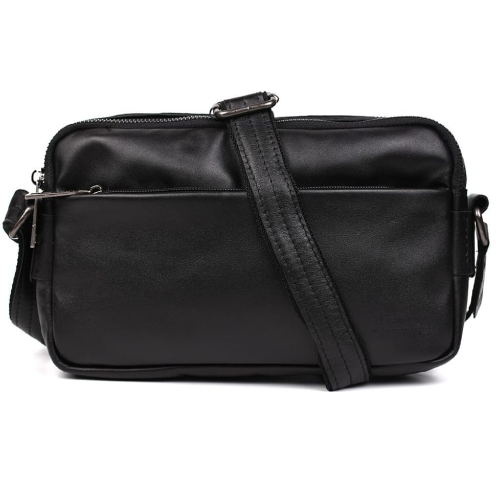 Leather shoulder bag with two compartments GA-0745-3md TARWA black