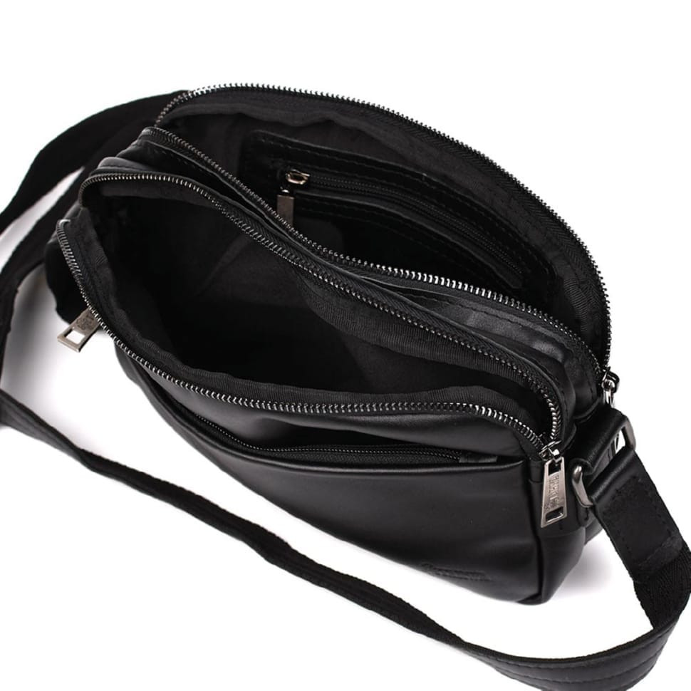 Leather shoulder bag with two compartments GA-0745-3md TARWA black