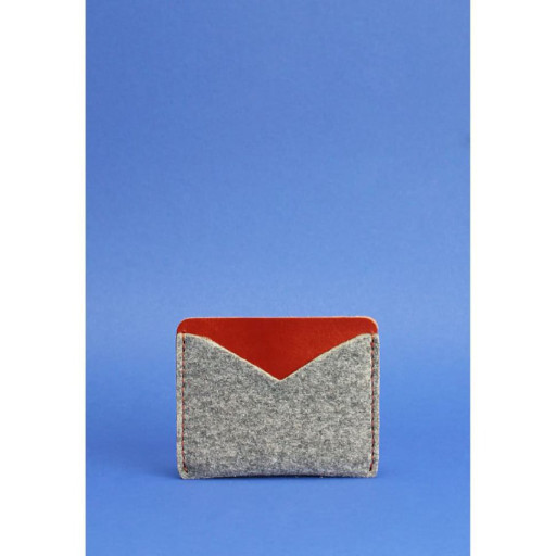 Фетрова жіноча візитниця 5.0 зі шкіряними коричневими вставками