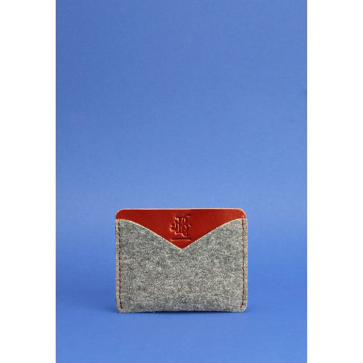 Фетрова жіноча візитниця 5.0 зі шкіряними коричневими вставками