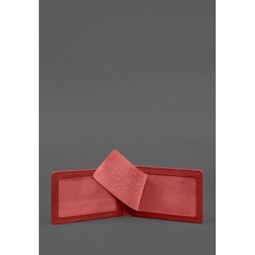 Шкіряна обкладинка на посвідчення ДСНС з кишенею червона