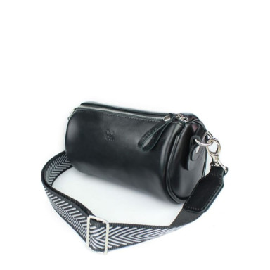 Cylinder leather crossbody bag black