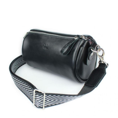 Cylinder leather crossbody bag black