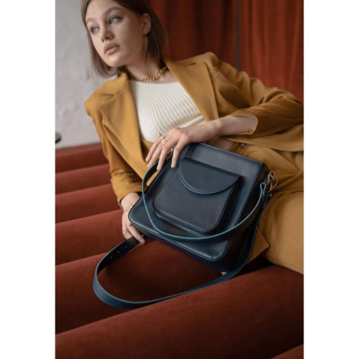 Жіноча шкіряна сумка Stella темно-синя