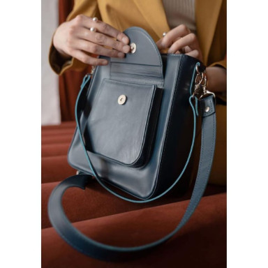 Women's leather bag Stella dark blue