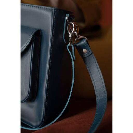 Жіноча шкіряна сумка Stella темно-синя