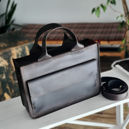 Жіноча шкіряна ділова сумка BGS коричнева BGS3084