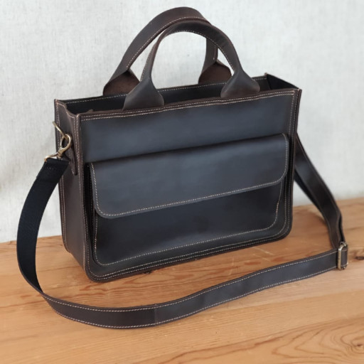 Жіноча шкіряна ділова сумка BGS коричнева BGS3084