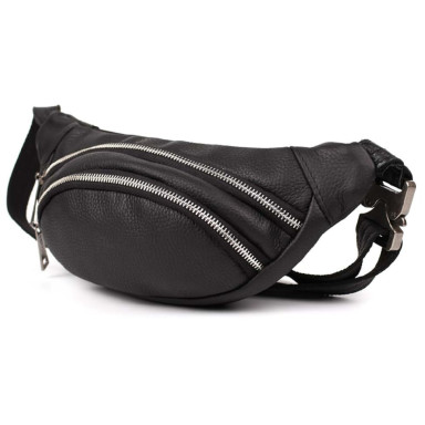 Leather banana bag with zippers nickel TARWA FA-2406-4lx