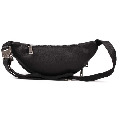 Leather banana bag with zippers nickel TARWA FA-2406-4lx