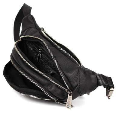 Leather banana bag with zippers nickel TARWA FA-2406-4lx