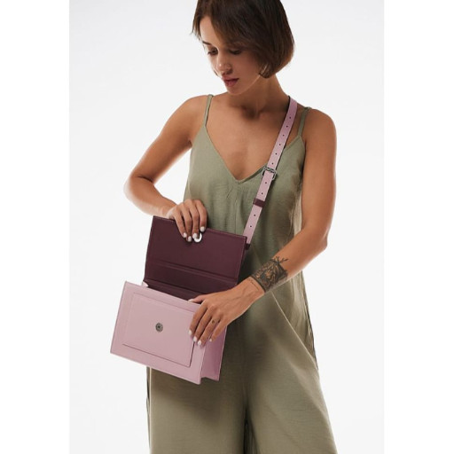 Жіноча шкіряна сумка Grace бордовий/рожевий