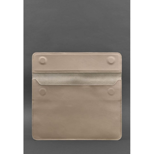 Шкіряний чохол-конверт на магнітах для MacBook 13 Світло-бежевий