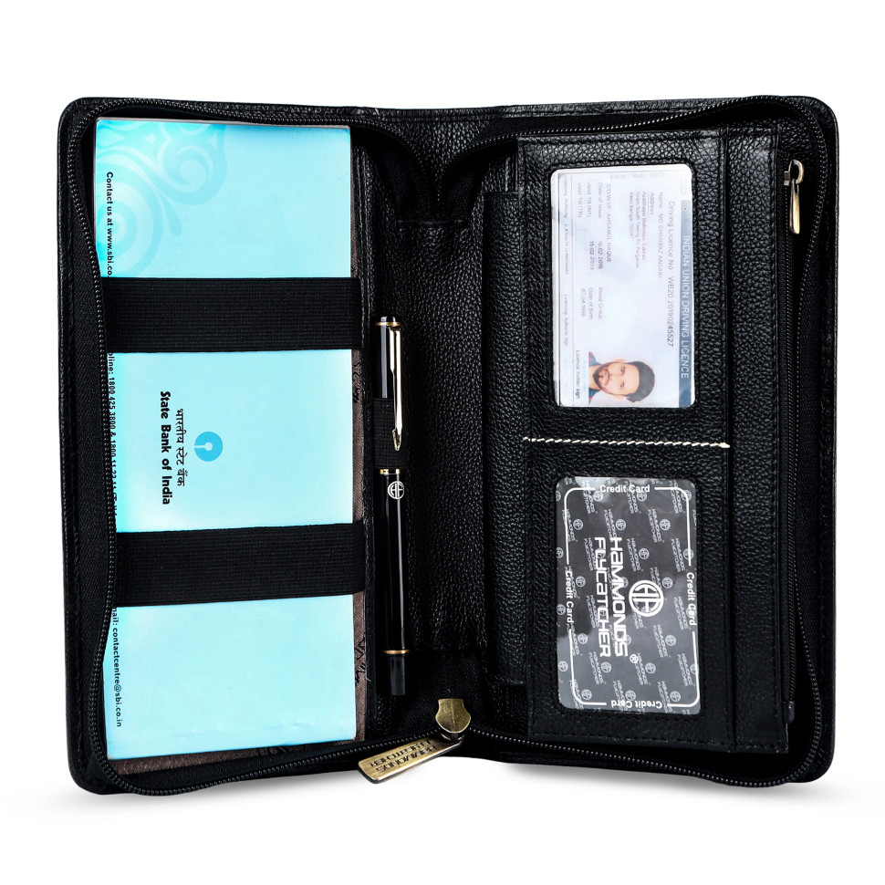  Дорожнє шкіряне портмоне Hammonds Flycatcher PH601 Black (Чорний)