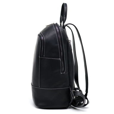 Womens black leather backpack TARWA RA-2008-3md medium size