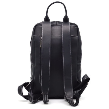 Womens black leather backpack TARWA RA-2008-3md medium size