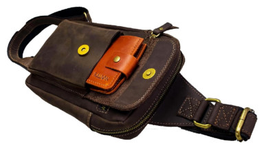 Men's sling shoulder bag banana 102-14(30) brown