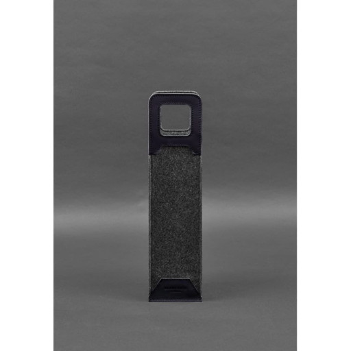 Чохол для вина 1.0 із фетру зі шкіряними вставками синій Краст