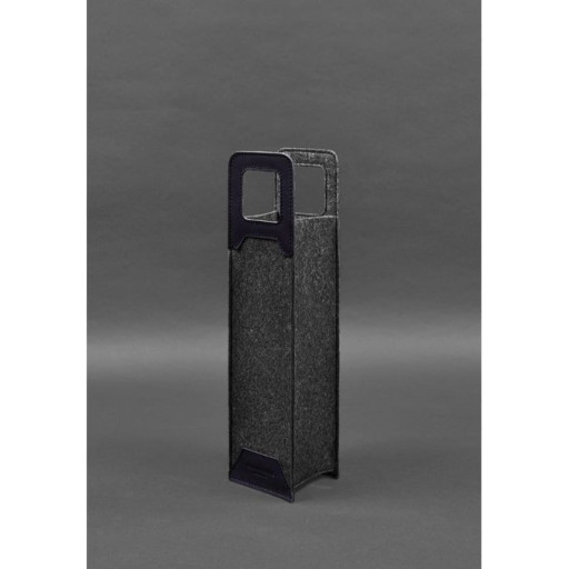 Чохол для вина 1.0 із фетру зі шкіряними вставками синій Краст