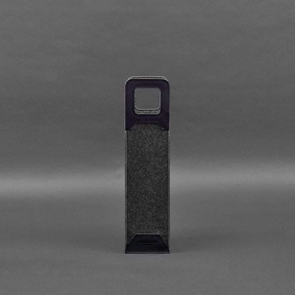 Чохол для вина 1.0 із фетру зі шкіряними вставками синій Краст