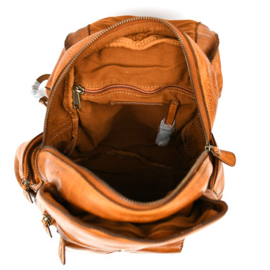 Women's leather backpack HILL BURRY HB62124B, crinkle-grain leather, boiled leather