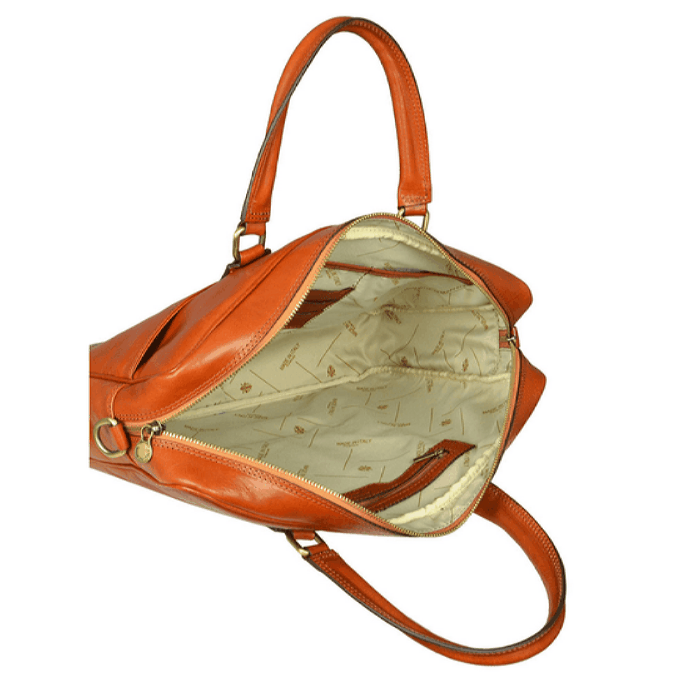 Шкіряний портфель -мішок для ноутбука - маленький принц - коричневий коньяк