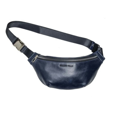 Leather belt bag banana Grande Pelle 741670 blue