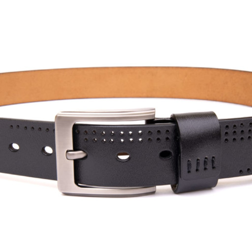 Ремінь з дірками чоловічий Vintage 20383 Чорний