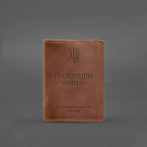Шкіряна обкладинка для посвідчення офіцера 9.0 світло-коричнева Crazy Horse